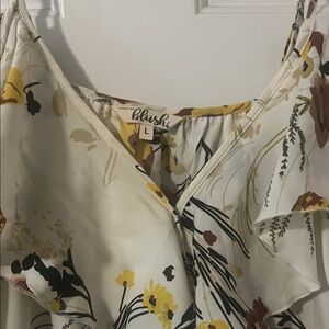 Blush Asymmetrical Floral Dress - Cream, Yellow, Black